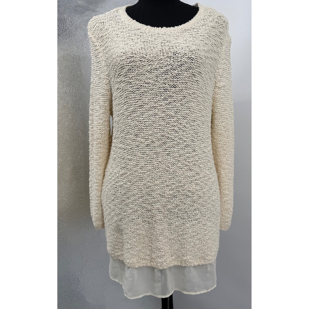 Relativity XL OpenKnit Sequin Crewneck Minimalist‎ Tunic/Mini Dress Y2K Elegant